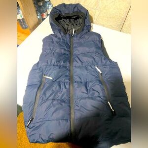 Kids Navy Hooded Puffer Vest